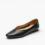 Faelle | V-Cut Lambskin Flats with Square Toe