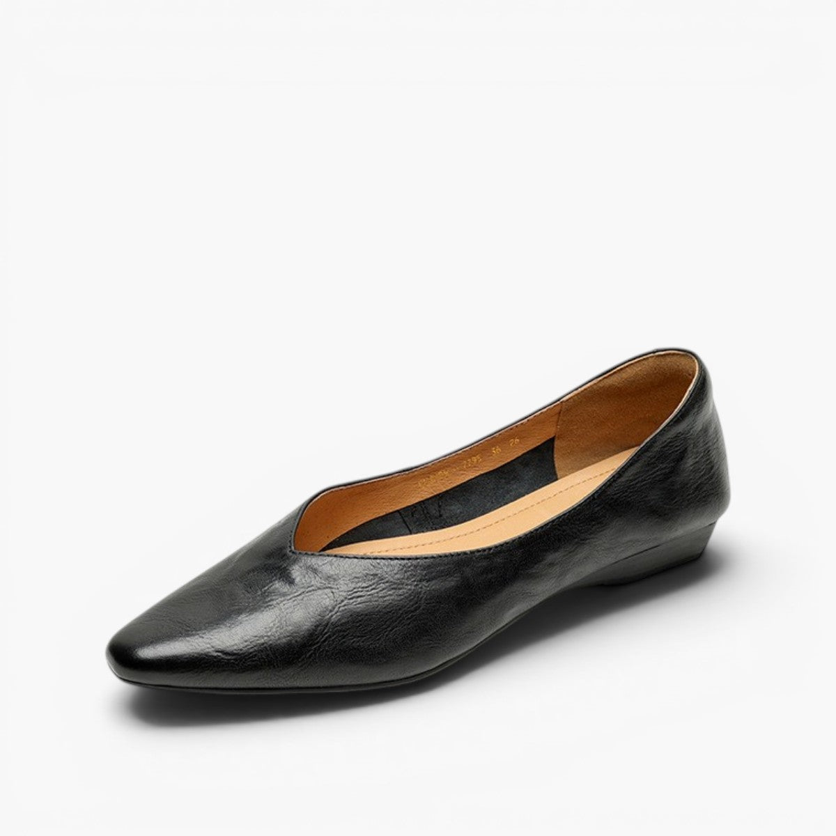 Faelle | V-Cut Lambskin Flats with Square Toe