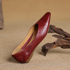 Faelle | V-Cut Lambskin Flats with Square Toe