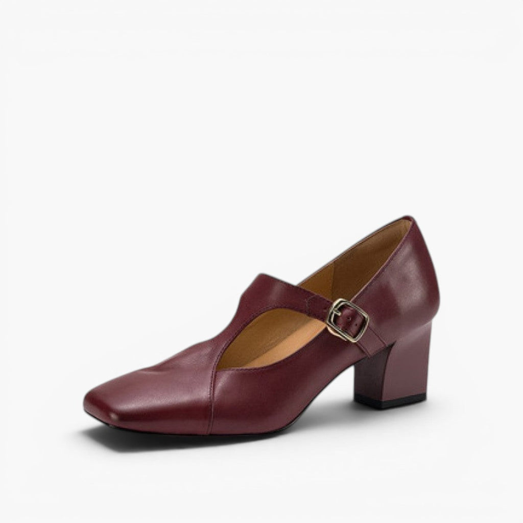 Gisette | Square-Toe Leather Mary Jane Block Heels