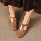 Gisette | Square-Toe Leather Mary Jane Block Heels