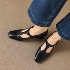 Gisette | Square-Toe Leather Mary Jane Block Heels