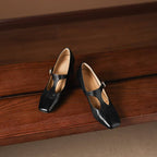 Gisette | Square-Toe Leather Mary Jane Block Heels