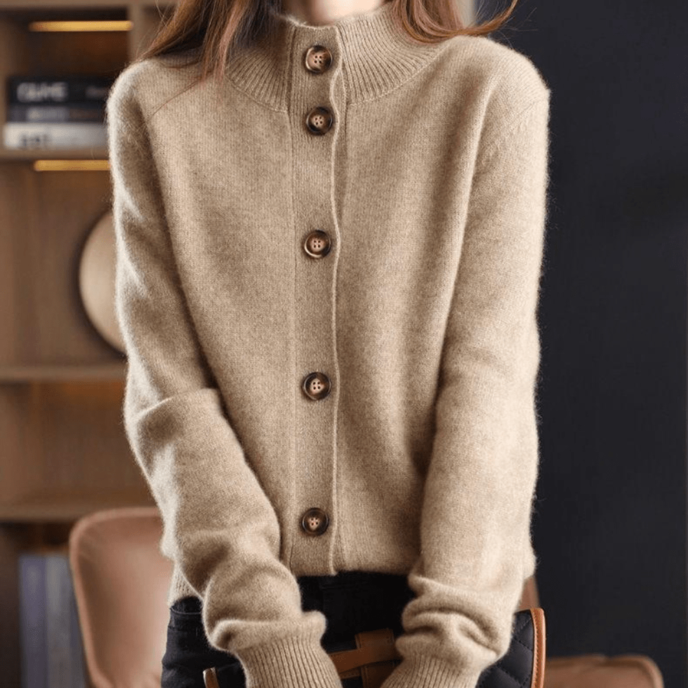 Gisine | Mock Neck Button Cardigan