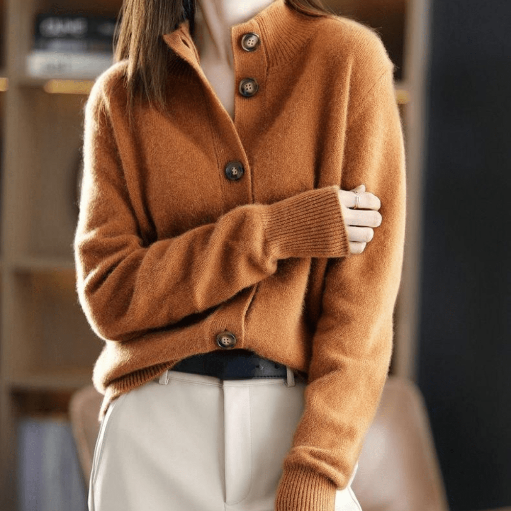 Gisine | Mock Neck Button Cardigan