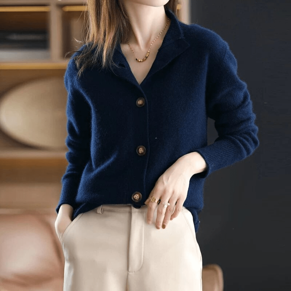 Gisine | Mock Neck Button Cardigan