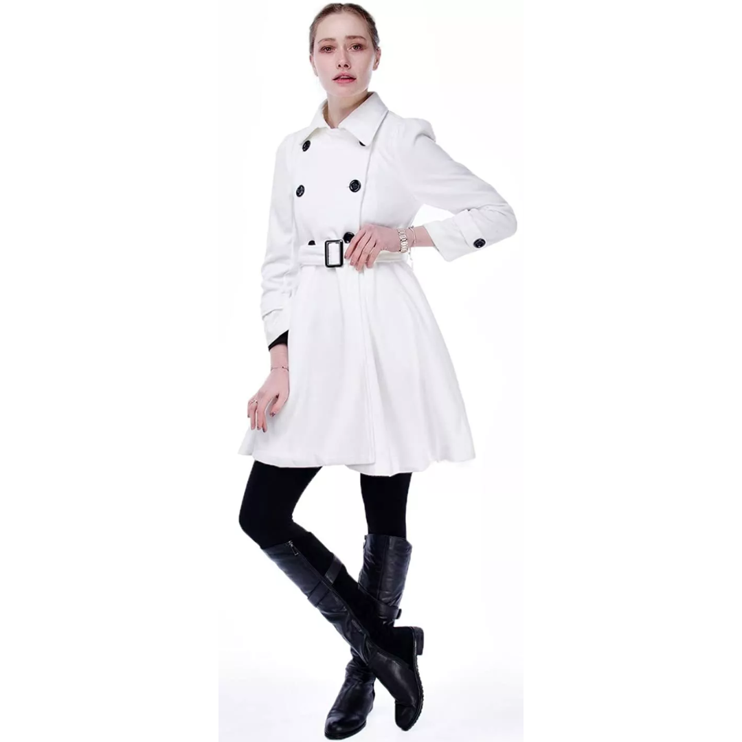 Gisisse | Double-Breasted Belted Flared Coat