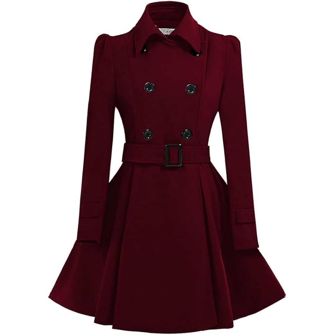 Gisisse | Double-Breasted Belted Flared Coat
