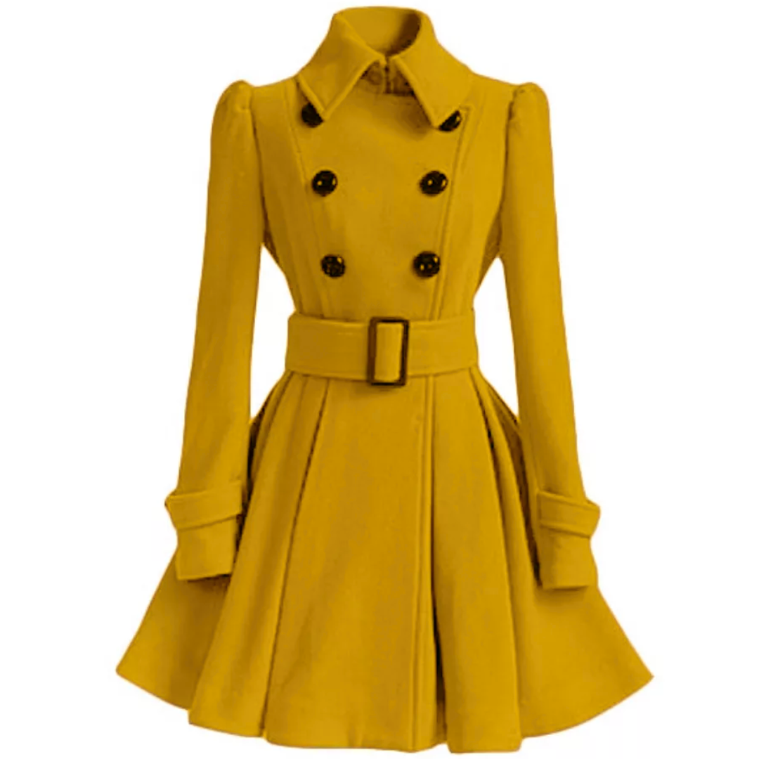 Gisisse | Double-Breasted Belted Flared Coat
