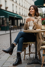 Gweana | Leather Ankle Boots with Block Heel