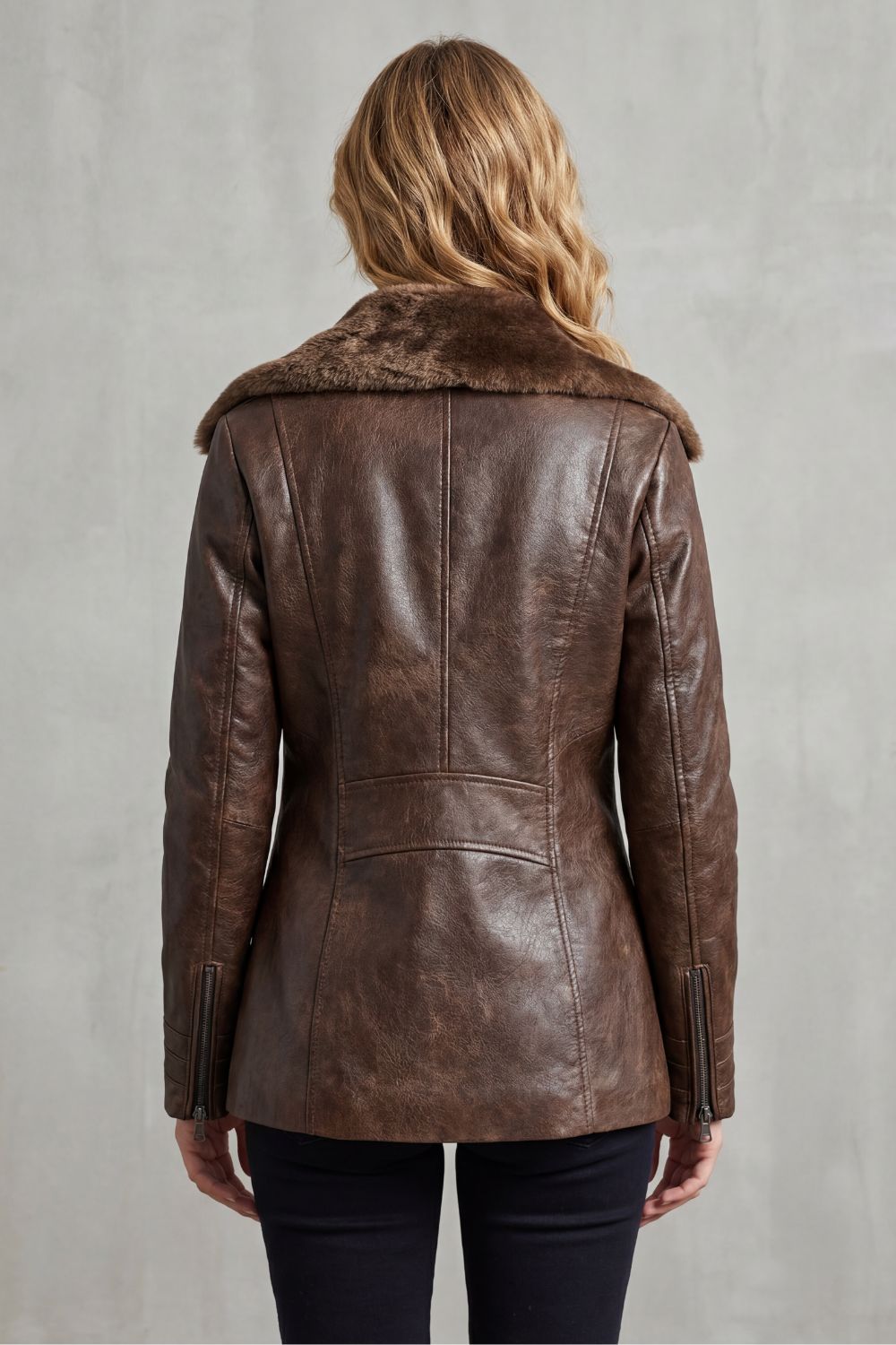 Hester | Leather Jacket with Shearling Collar