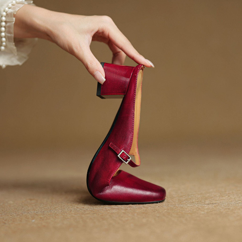 Ilanne | Square-Toe Leather Mules Block Heel