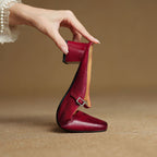 Ilanne | Square-Toe Leather Mules Block Heel