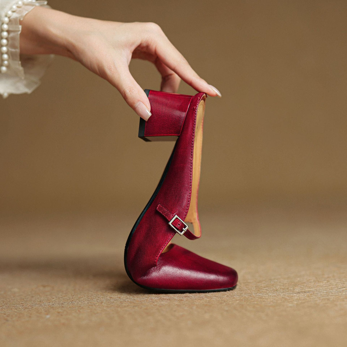 Ilanne | Square-Toe Leather Mules Block Heel