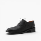 Ingeborg | Wingtip Leather Oxfords with Block Heel
