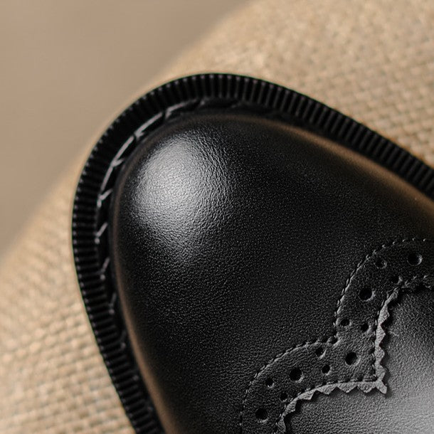 Ingeborg | Wingtip Leather Oxfords with Block Heel