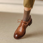 Ingeborg | Wingtip Leather Oxfords with Block Heel