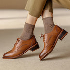 Ingeborg | Wingtip Leather Oxfords with Block Heel