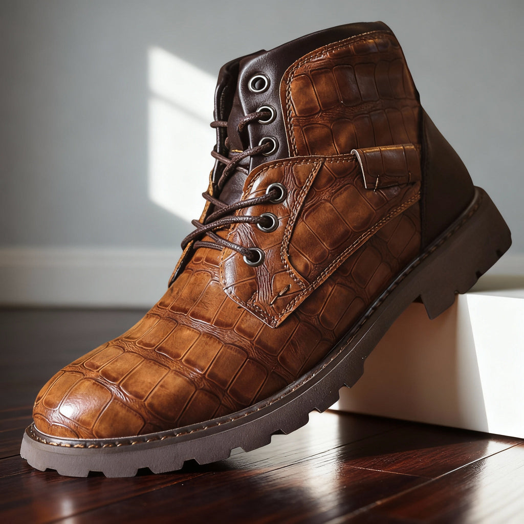 Isaenne | Croc Embossed Western Boots