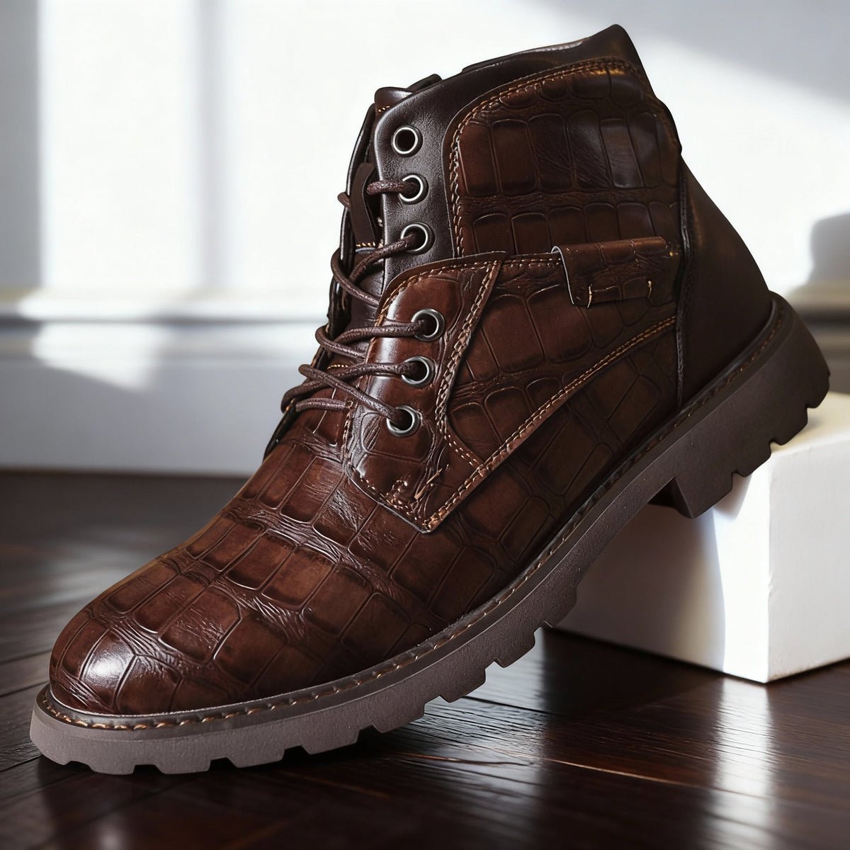 Isaenne | Croc Embossed Western Boots