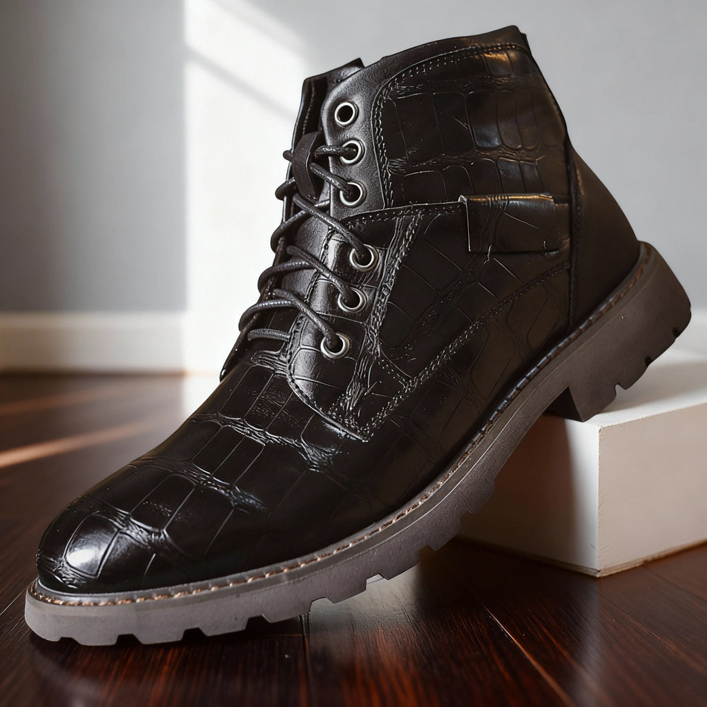 Isaenne | Croc Embossed Western Boots