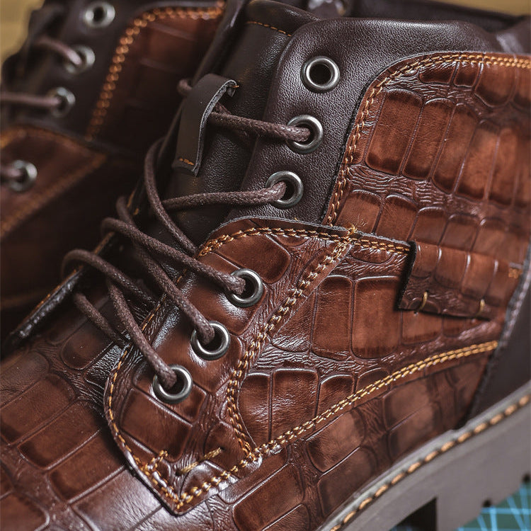 Isaenne | Croc Embossed Western Boots