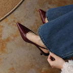 Isaina | Lambskin Slingback Heels with Pointed Toe