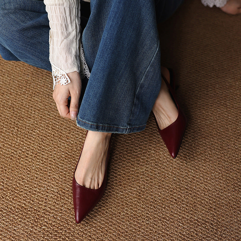 Isaina | Lambskin Slingback Heels with Pointed Toe