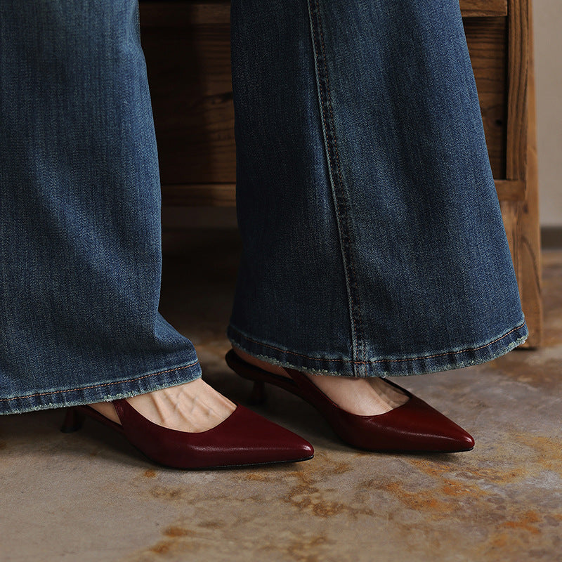 Isaina | Lambskin Slingback Heels with Pointed Toe