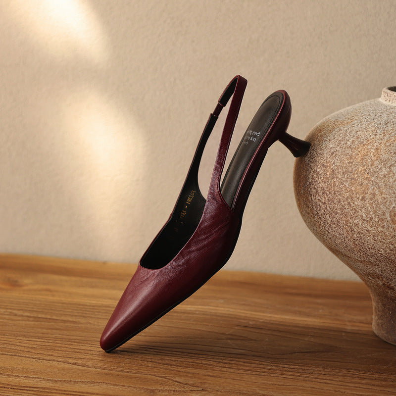 Isaina | Lambskin Slingback Heels with Pointed Toe