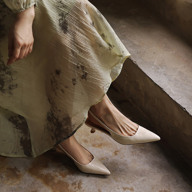 Isaina | Lambskin Slingback Heels with Pointed Toe