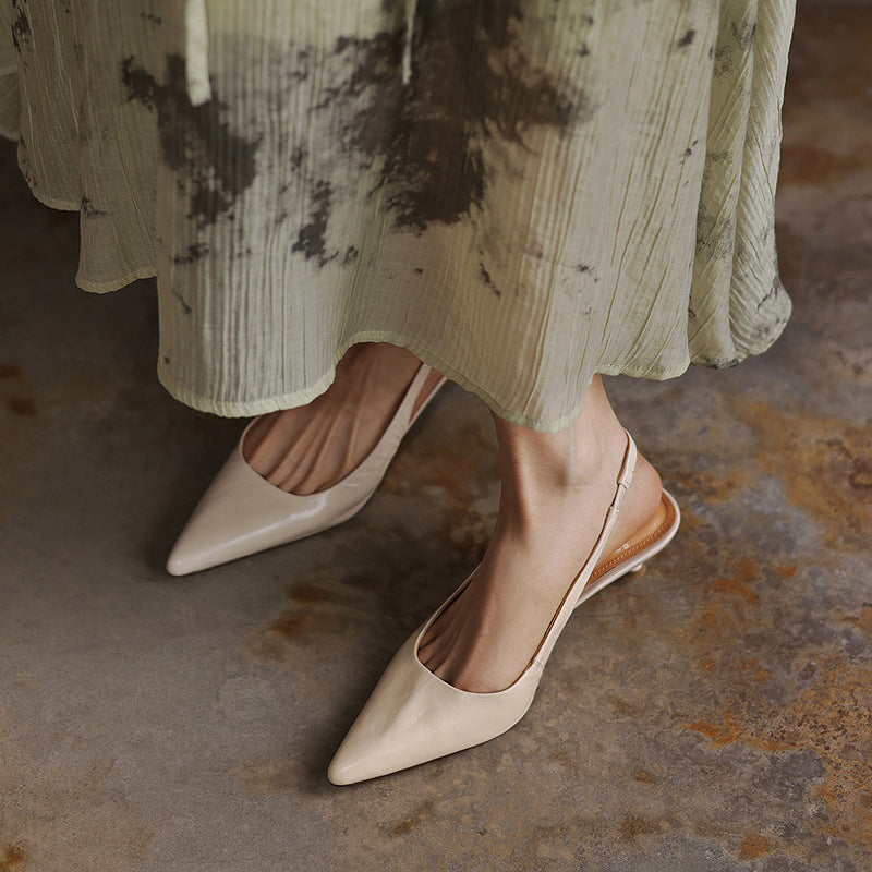Isaina | Lambskin Slingback Heels with Pointed Toe