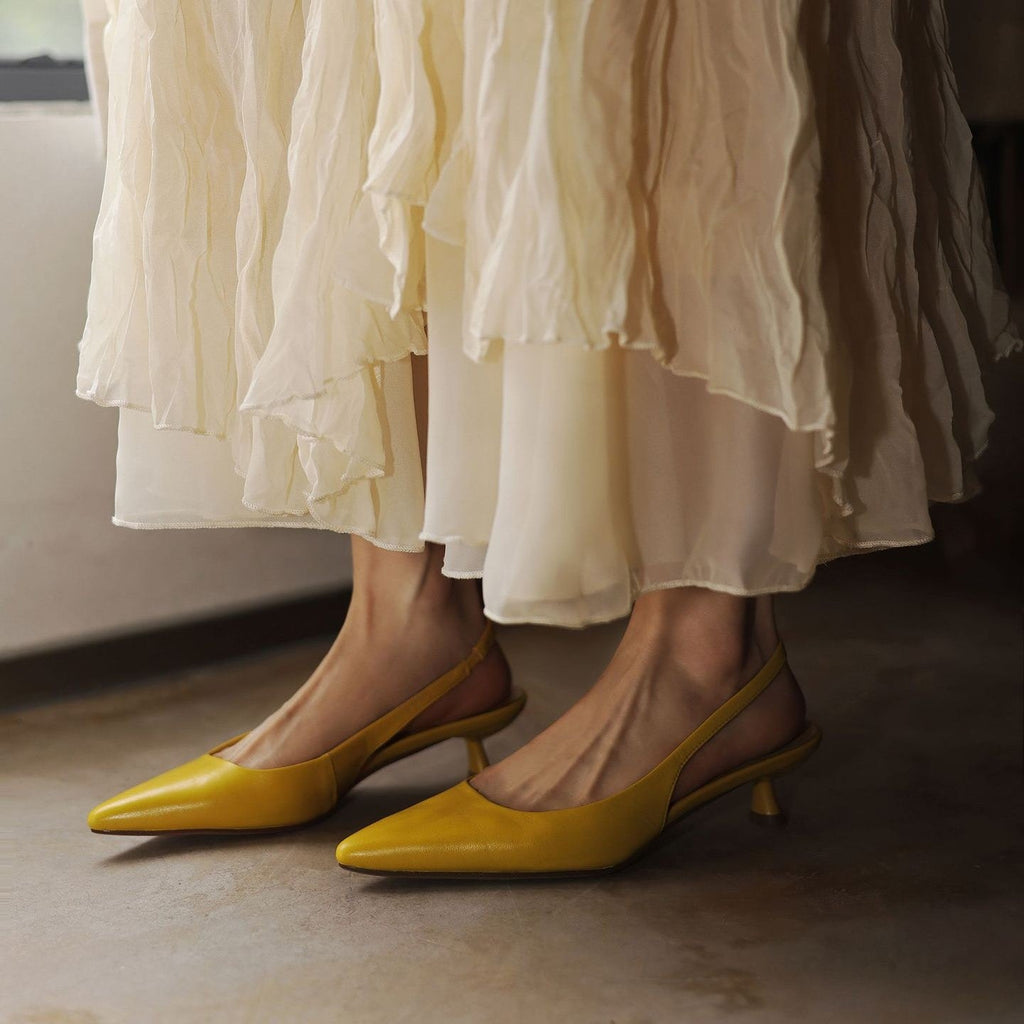 Isaina | Lambskin Slingback Heels with Pointed Toe