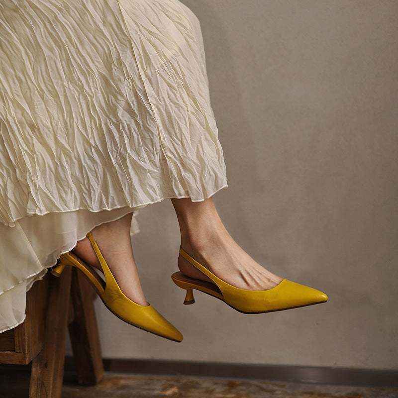 Isaina | Lambskin Slingback Heels with Pointed Toe