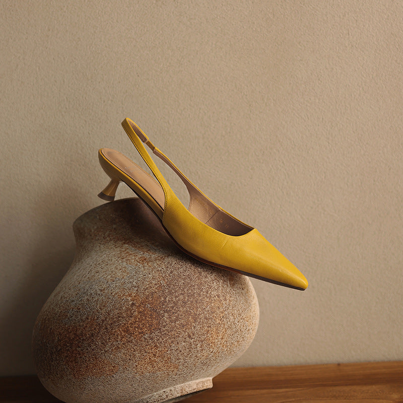 Isaina | Lambskin Slingback Heels with Pointed Toe
