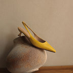 Isaina | Lambskin Slingback Heels with Pointed Toe