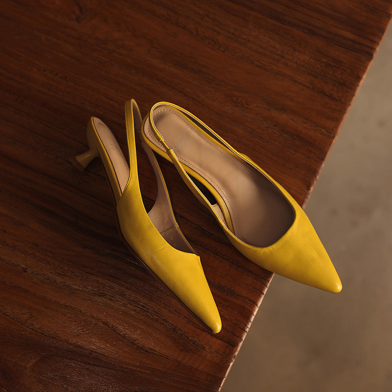 Isaina | Lambskin Slingback Heels with Pointed Toe