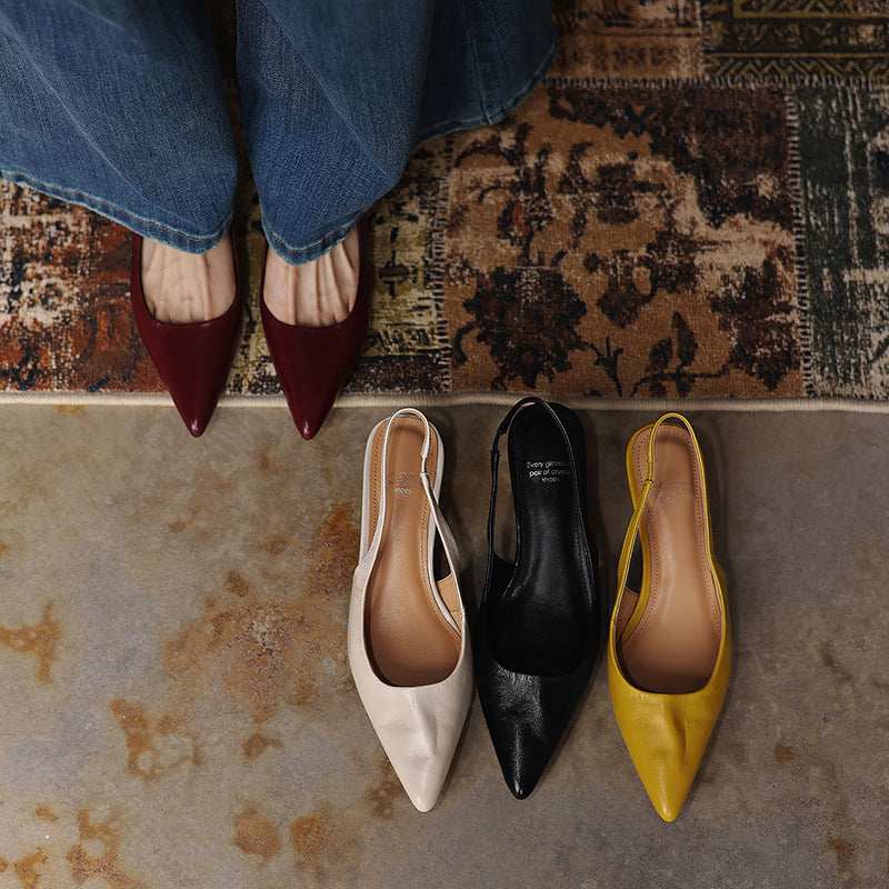 Isaina | Lambskin Slingback Heels with Pointed Toe