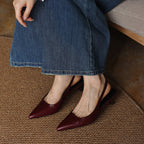 Isaina | Lambskin Slingback Heels with Pointed Toe