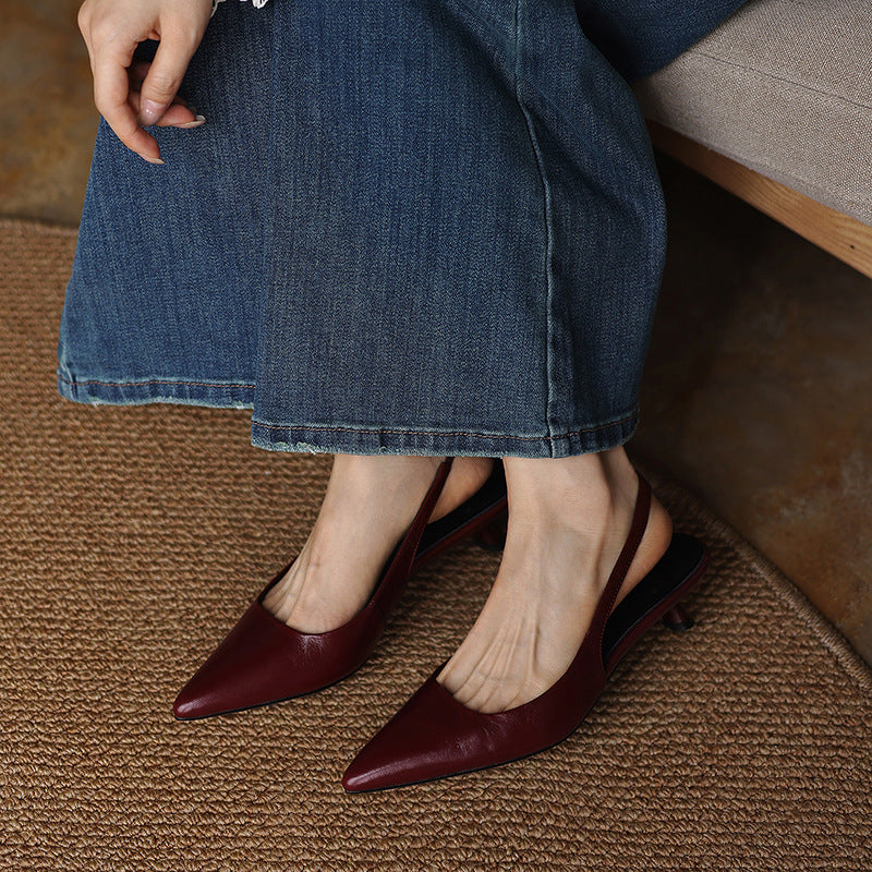 Isaina | Lambskin Slingback Heels with Pointed Toe