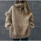 Isaora | Oversized Chunky Knit Folded Turtleneck Sweater