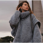 Isaora | Oversized Chunky Knit Folded Turtleneck Sweater