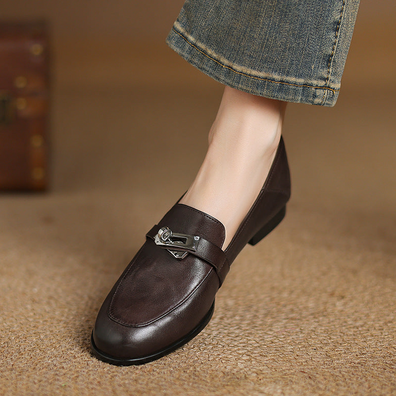 Joranne | Leather Loafers with Lock Detail