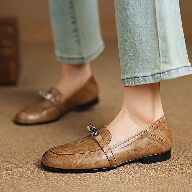 Joranne | Leather Loafers with Lock Detail
