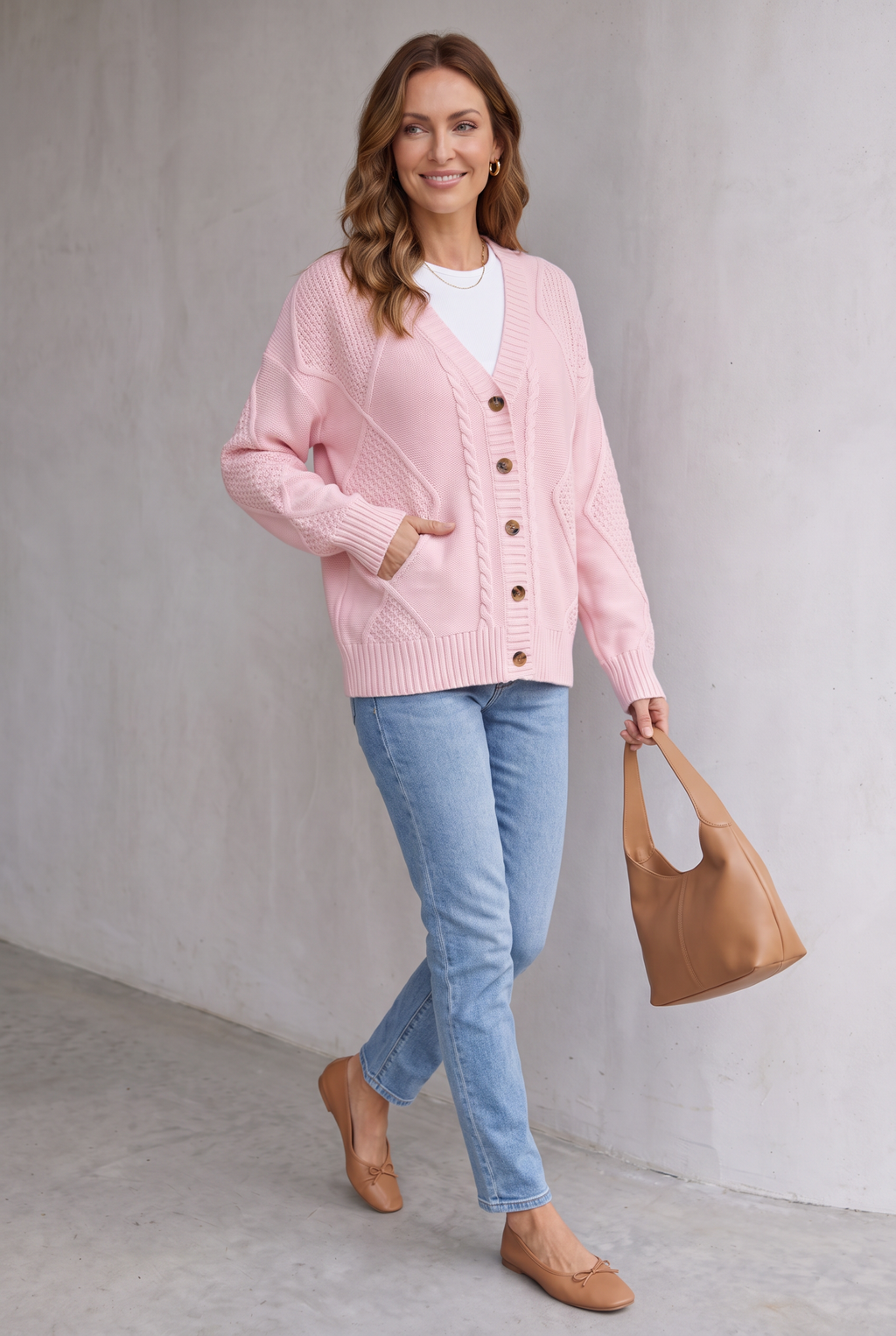 Jorena | Cable Knit Button Cardigan