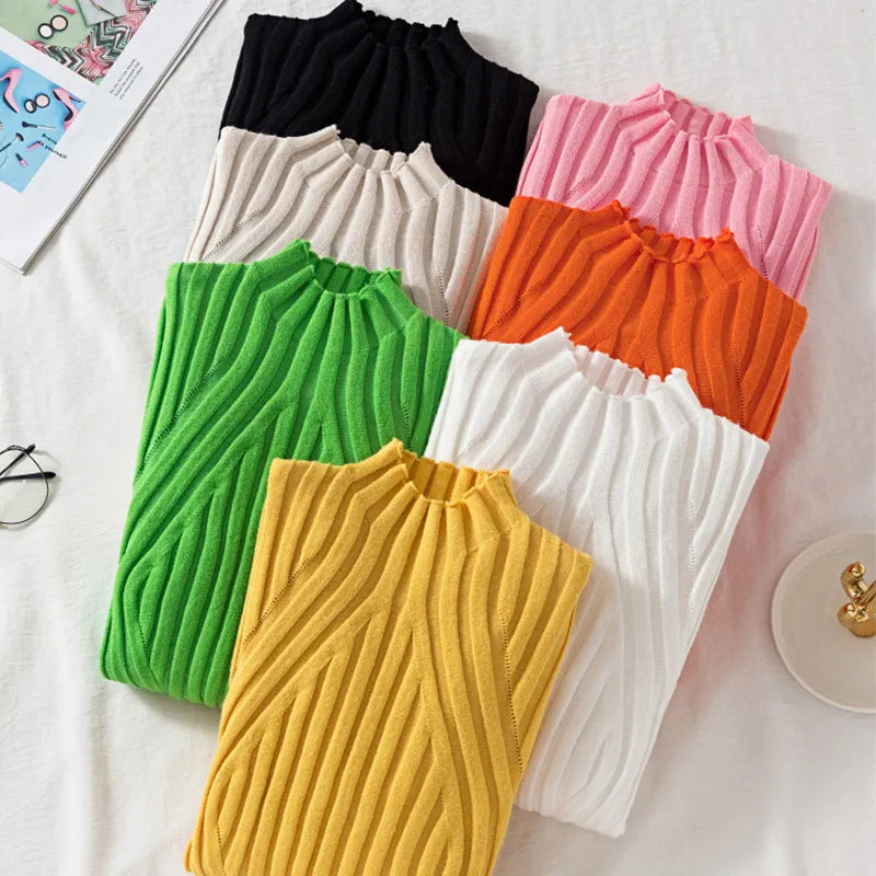 Jorora | Stretch Ribbed Roll Neck Sweater