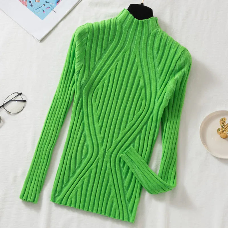 Jorora | Stretch Ribbed Roll Neck Sweater