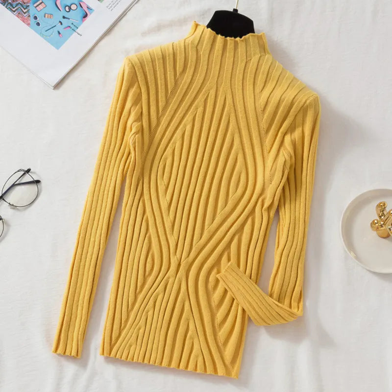 Jorora | Stretch Ribbed Roll Neck Sweater