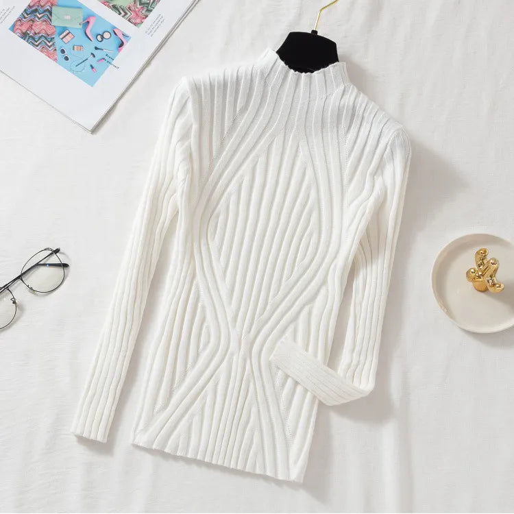 Jorora | Stretch Ribbed Roll Neck Sweater
