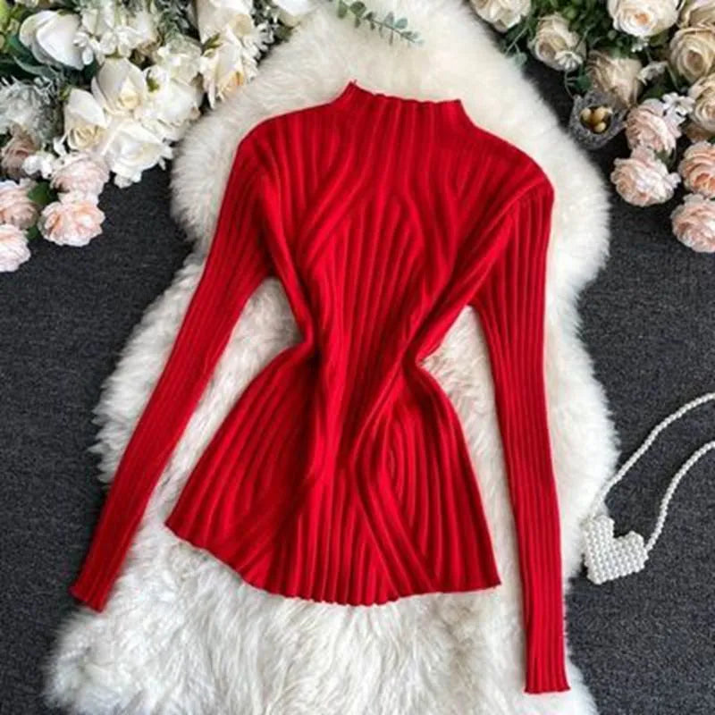 Jorora | Stretch Ribbed Roll Neck Sweater